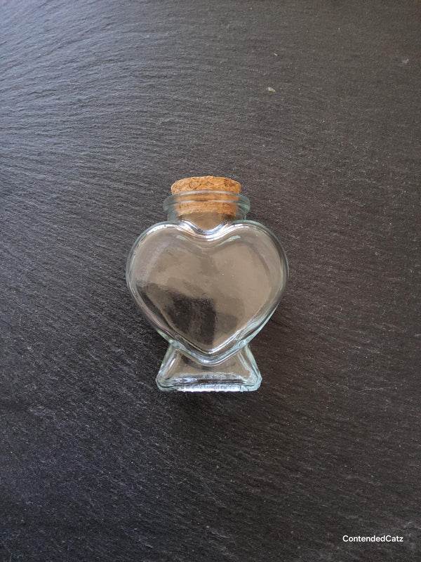 1 or 5 Clear Glass Heart Jars with Cork Stopper 80ml (2.71fl. oz) Size: 60x80mm - ContentedCatz