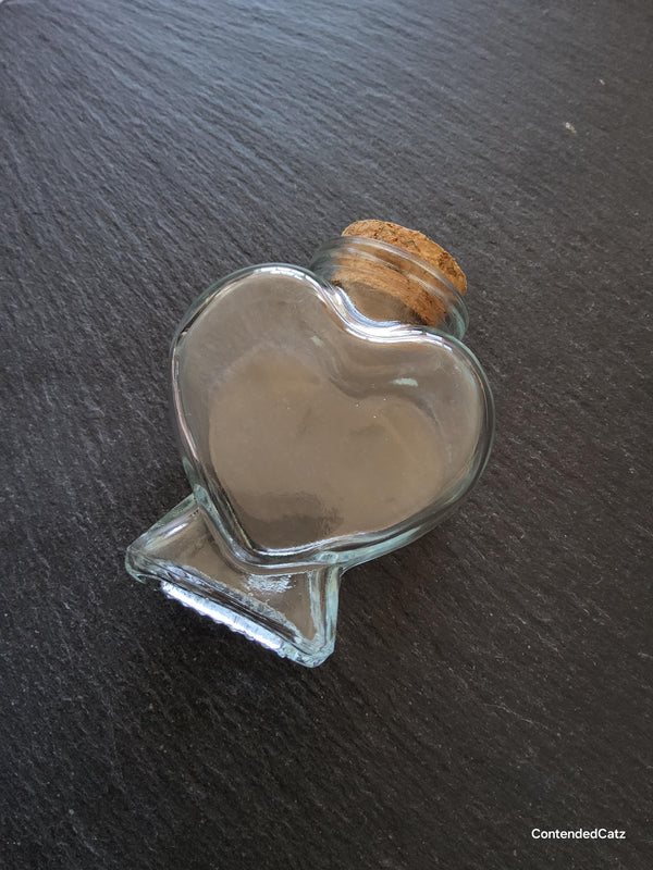 1 or 5 Clear Glass Heart Jars with Cork Stopper 80ml (2.71fl. oz) Size: 60x80mm - ContentedCatz