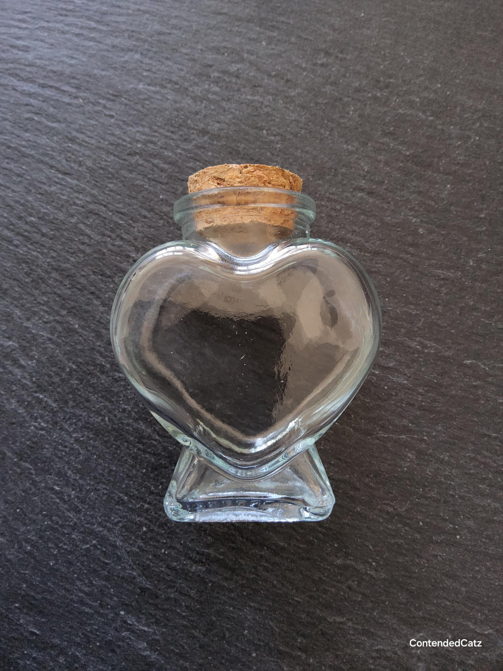 1 or 5 Clear Glass Heart Jars with Cork Stopper 80ml (2.71fl. oz) Size: 60x80mm - ContentedCatz