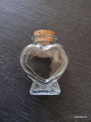 1 or 5 Clear Glass Heart Jars with Cork Stopper 80ml (2.71fl. oz) Size: 60x80mm - ContentedCatz