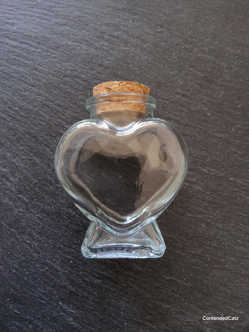 1 or 5 Clear Glass Heart Jars with Cork Stopper 80ml (2.71fl. oz) Size: 60x80mm - ContentedCatz