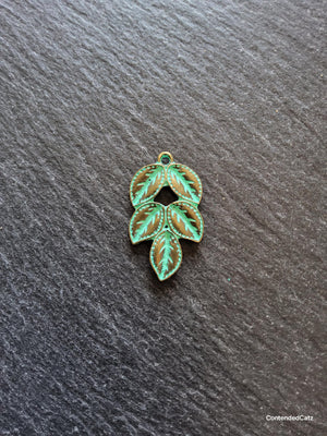 4 or 20 Antique Bronze Leaf Branch Charms with Green Patina 32x19x3mm - ContentedCatz