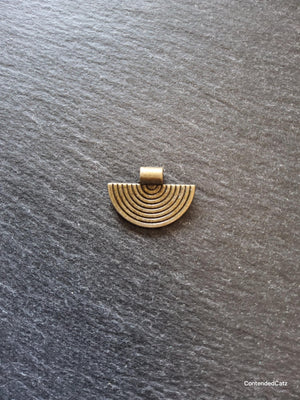 6 or 30 Antique Bronze Tone Alloy Semi-Circular Rainbow Patterned Charms 25x17mm - ContentedCatz