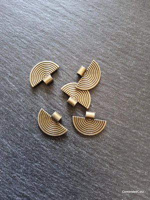 6 or 30 Antique Bronze Tone Alloy Semi-Circular Rainbow Patterned Charms 25x17mm - ContentedCatz